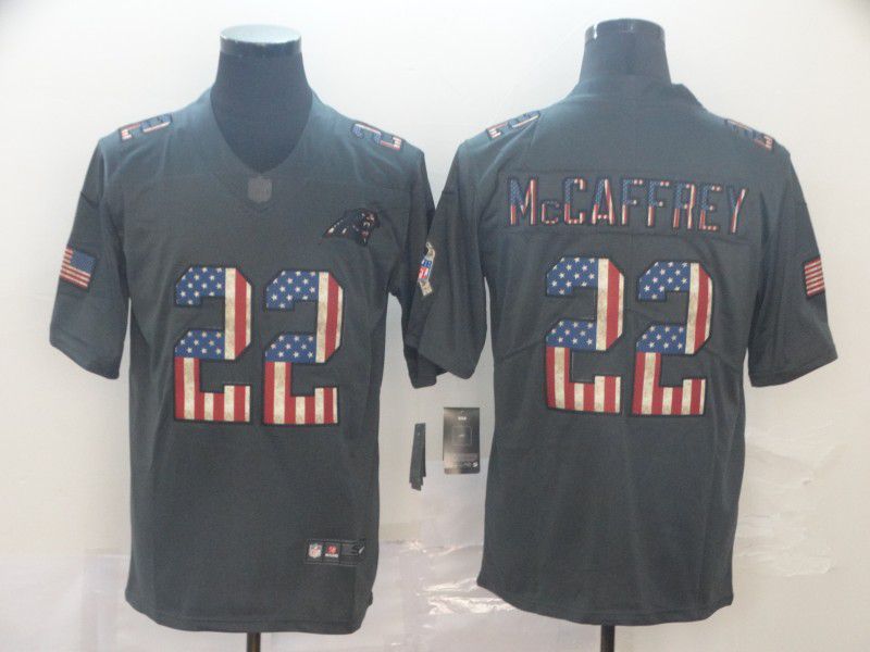 Men Carolina Panthers #22 Mccaffrey Carbon Black Retro USA flag Nike NFL Jerseys->san francisco 49ers->NFL Jersey